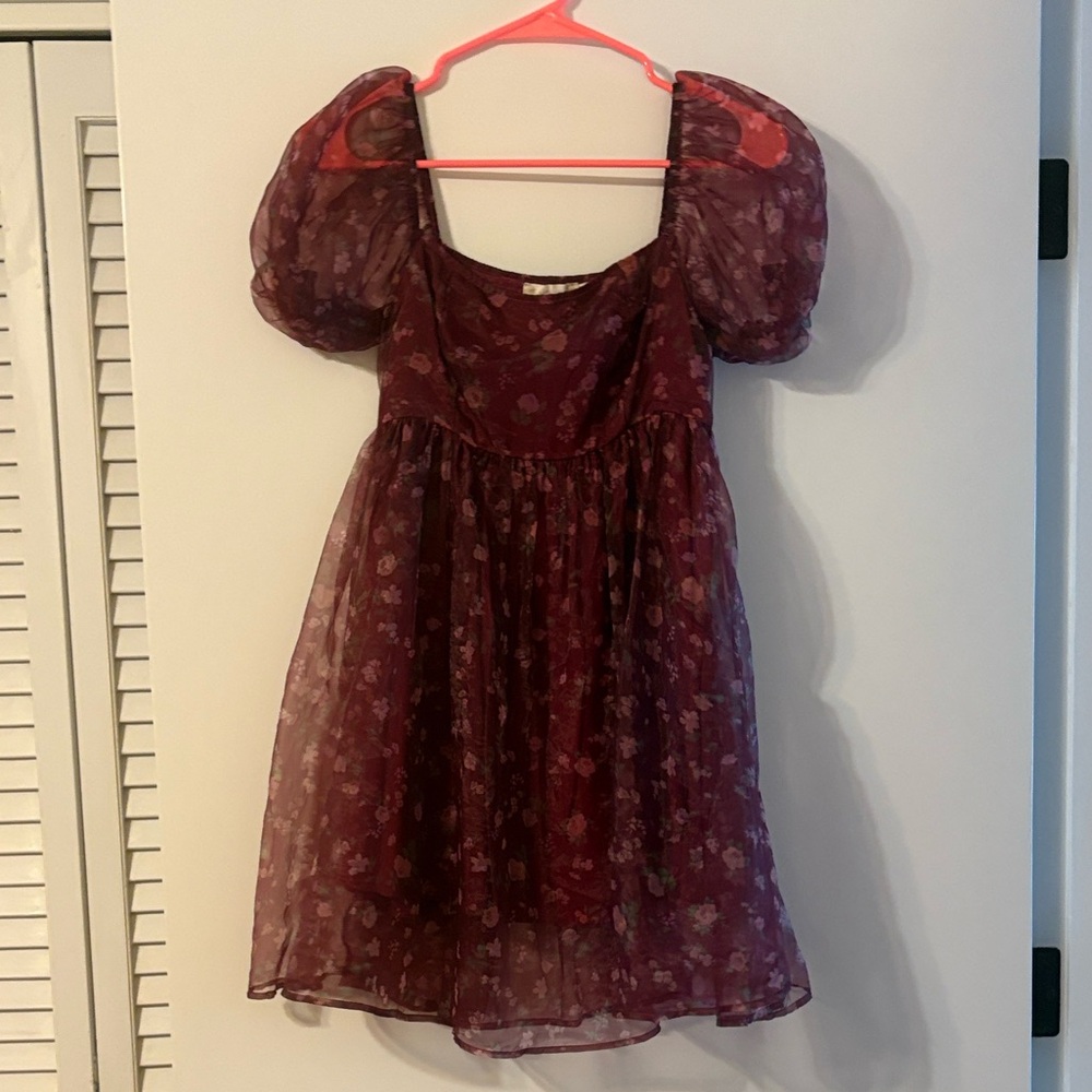 Altar'd State Burgundy Floral Mini Dress